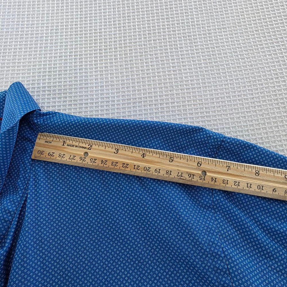 ETON Shirt 17 43 Blue Micro Dot Floral Men’s Cotton Dress Shirt Quiet Luxury - Picture 14 of 16